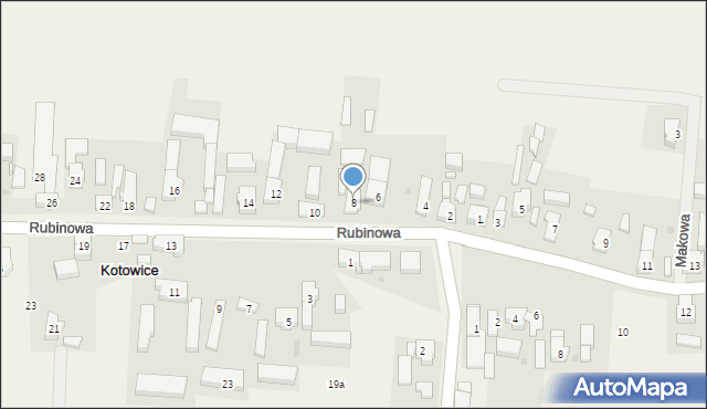 Kotowice, Rubinowa, 8, mapa Kotowice