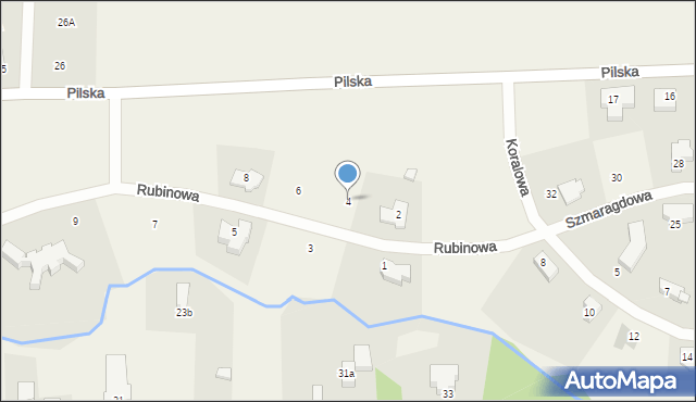 Kotuń, Rubinowa, 4, mapa Kotuń