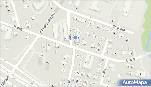 Kraków, Ruczaj, 15a, mapa Krakowa