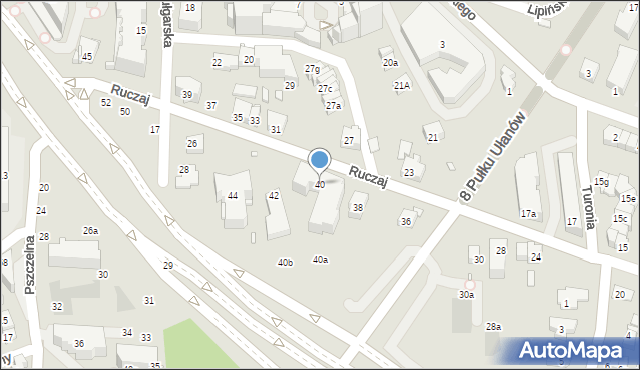 Kraków, Ruczaj, 40, mapa Krakowa