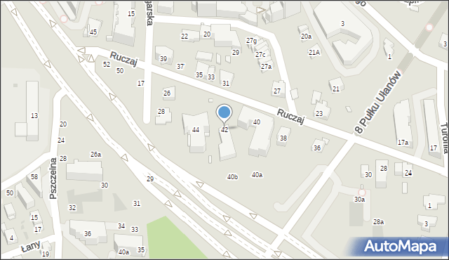 Kraków, Ruczaj, 42, mapa Krakowa