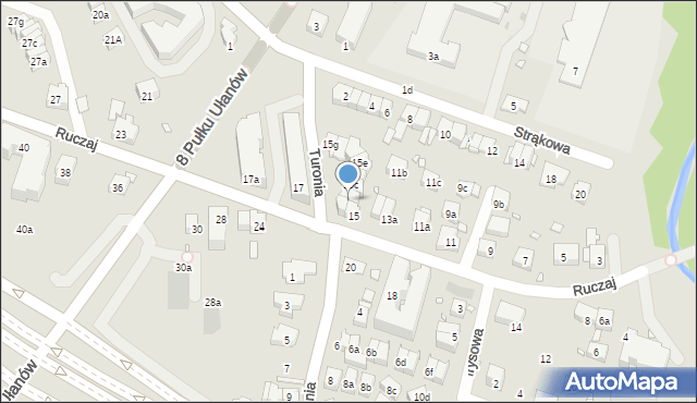 Kraków, Ruczaj, 15b, mapa Krakowa
