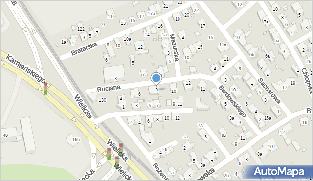 Kraków, Ruciana, 8, mapa Krakowa
