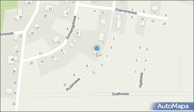 Kunice, Rubinowa, 4, mapa Kunice