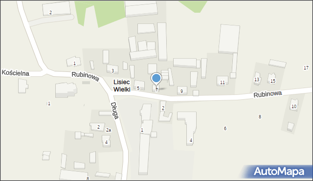 Lisiec Wielki, Rubinowa, 7, mapa Lisiec Wielki