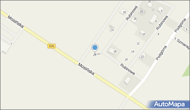 Łódź, Rubinowa, 25, mapa Łodzi