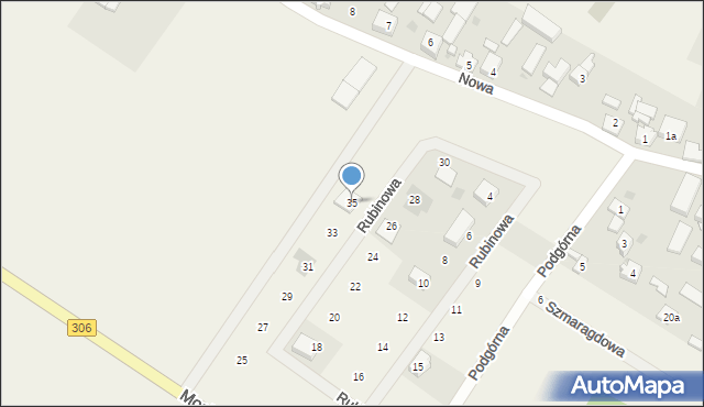 Łódź, Rubinowa, 35, mapa Łodzi