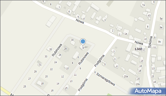 Łódź, Rubinowa, 4, mapa Łodzi