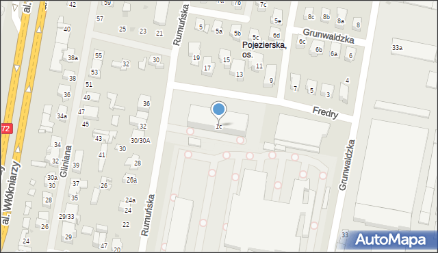 Łódź, Rumuńska, 1c, mapa Łodzi