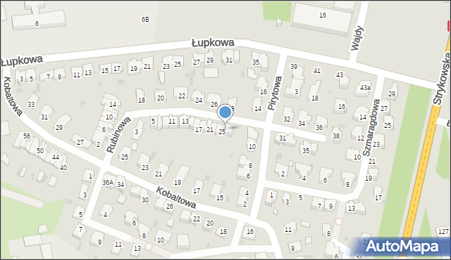 Łódź, Rubinowa, 27, mapa Łodzi