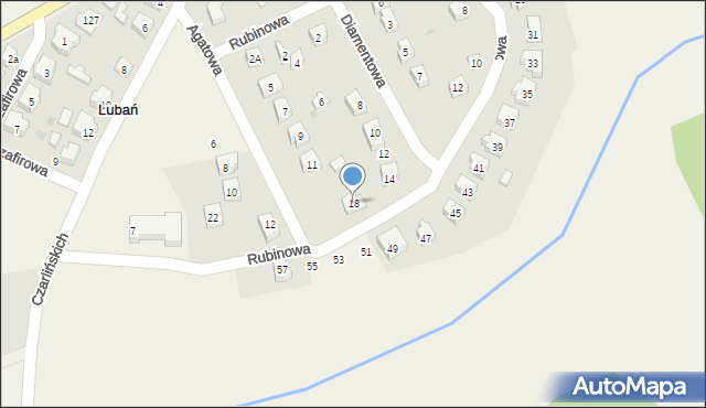 Lubań, Rubinowa, 18, mapa Lubań