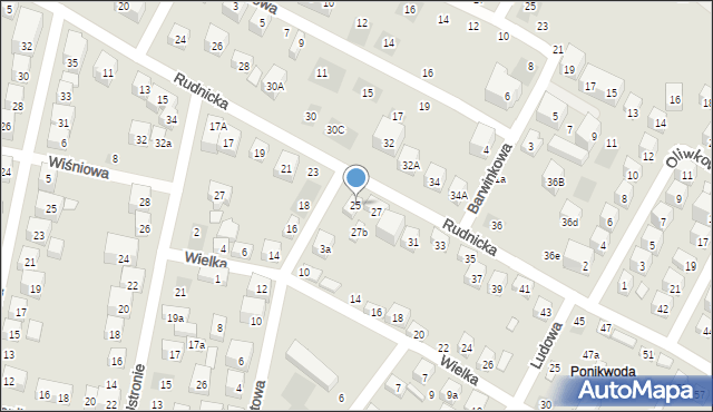 Lublin, Rudnicka, 25, mapa Lublina