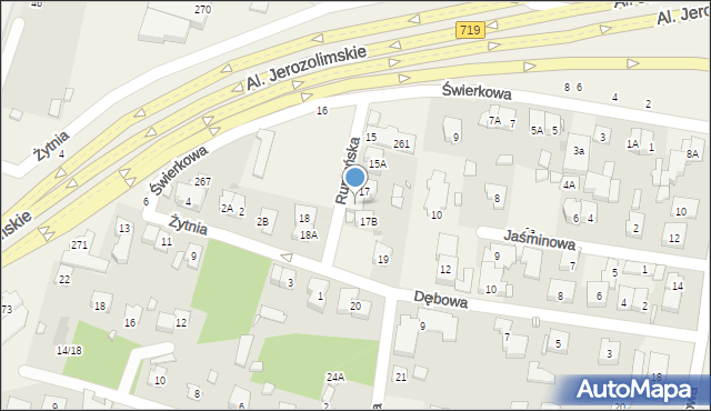 Michałowice, Rumuńska, 17A, mapa Michałowice