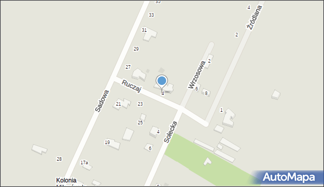 Milanówek, Ruczaj, 4, mapa Milanówek