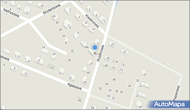 Oława, Rubinowa, 69a, mapa Oława