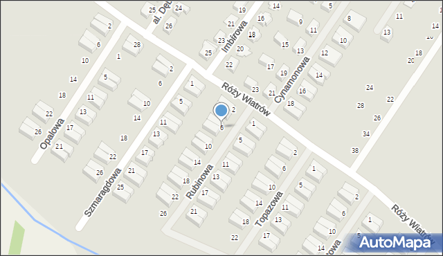 Opole, Rubinowa, 6, mapa Opola