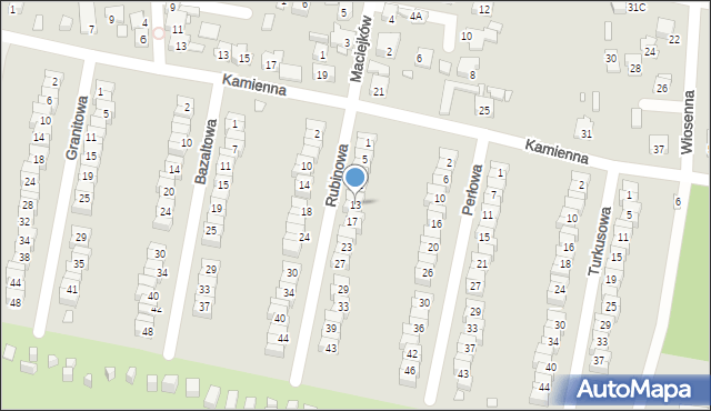 Piekary Śląskie, Rubinowa, 13, mapa Piekary Śląskie