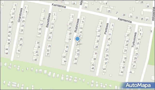 Piekary Śląskie, Rubinowa, 27, mapa Piekary Śląskie