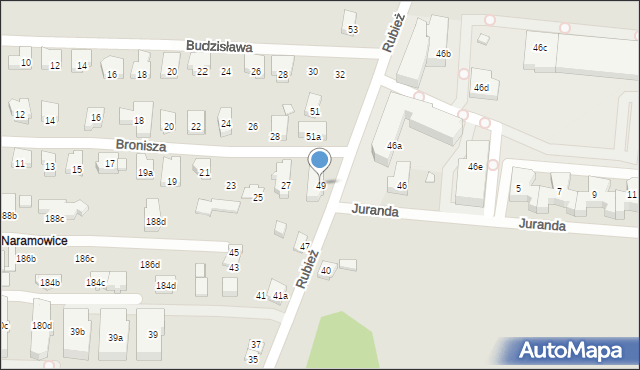 Poznań, Rubież, 49, mapa Poznania