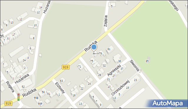 Racibórz, Rudzka, 77, mapa Racibórz