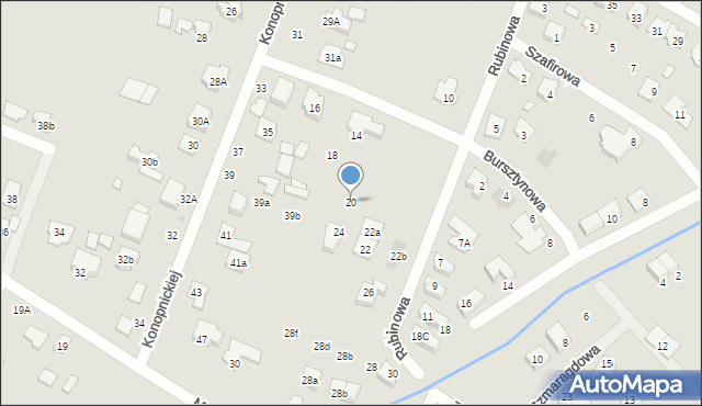Radzymin, Rubinowa, 20, mapa Radzymin