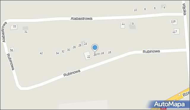 Ropczyce, Rubinowa, 20, mapa Ropczyce