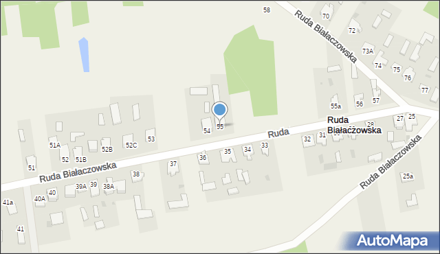 Ruda Białaczowska, Ruda Białaczowska, 55, mapa Ruda Białaczowska