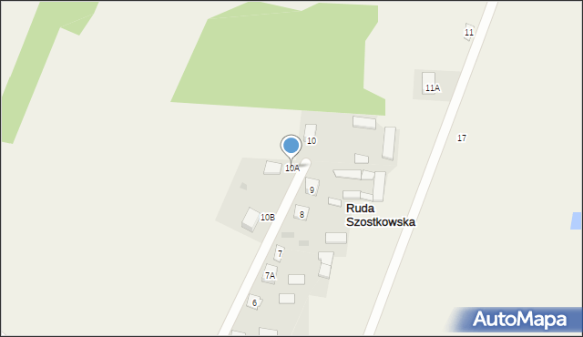 Ruda Szostkowska, Ruda Szostkowska, 10A, mapa Ruda Szostkowska