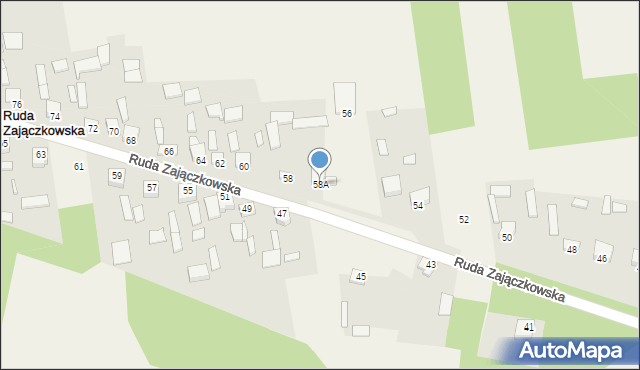 Ruda Zajączkowska, Ruda Zajączkowska, 58A, mapa Ruda Zajączkowska