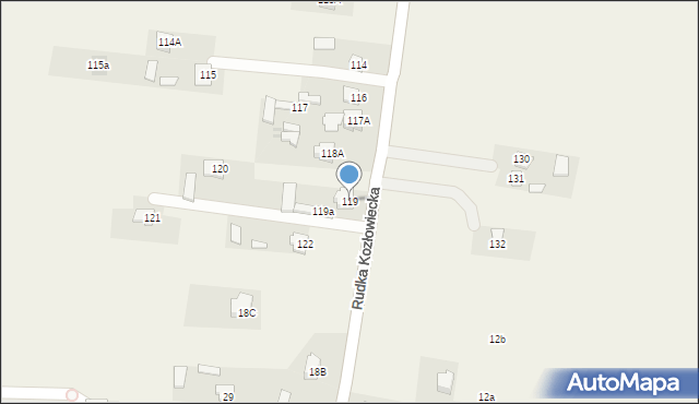 Rudka Kozłowiecka, Rudka Kozłowiecka, 119, mapa Rudka Kozłowiecka