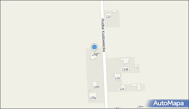 Rudka Kozłowiecka, Rudka Kozłowiecka, 135E, mapa Rudka Kozłowiecka