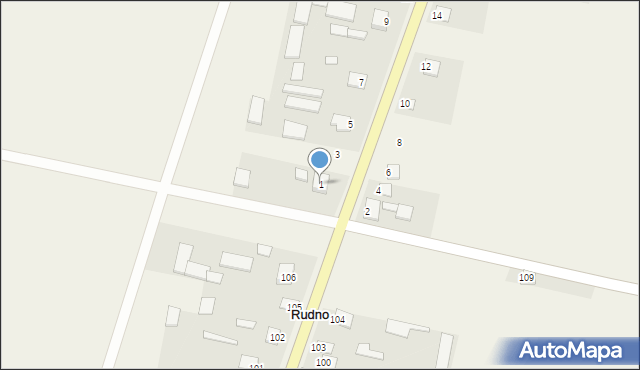 Rudno Drugie, Rudno Drugie, 1, mapa Rudno Drugie