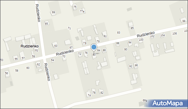 Rudzienko, Rudzienko, 80, mapa Rudzienko