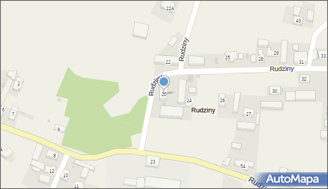 Rudziny, Rudziny, 20, mapa Rudziny