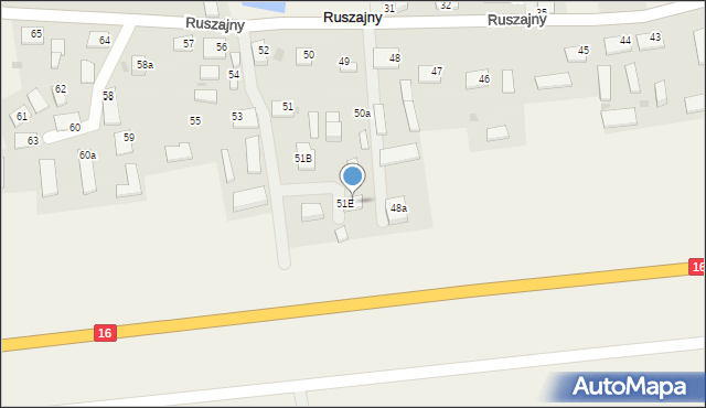 Ruszajny, Ruszajny, 51E, mapa Ruszajny