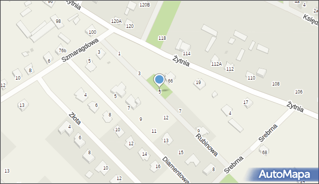 Rybienko Stare, Rubinowa, 5, mapa Rybienko Stare