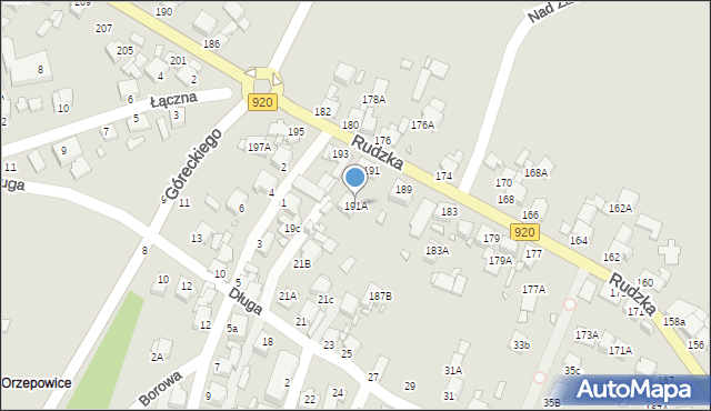 Rybnik, Rudzka, 191A, mapa Rybnika