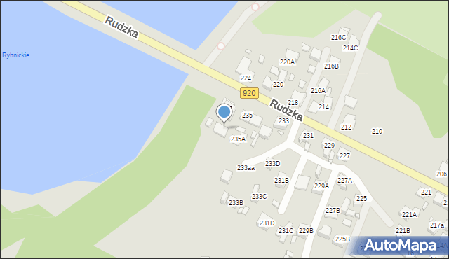 Rybnik, Rudzka, 237A, mapa Rybnika