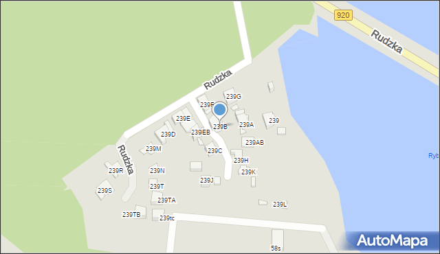 Rybnik, Rudzka, 239B, mapa Rybnika