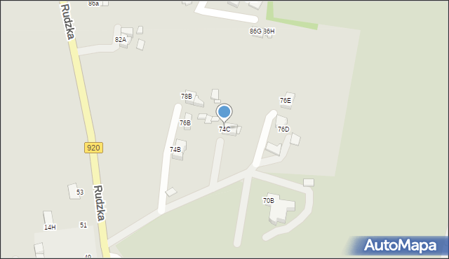Rybnik, Rudzka, 74C, mapa Rybnika