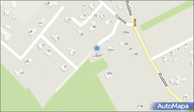 Rybnik, Rudzka, 291b, mapa Rybnika