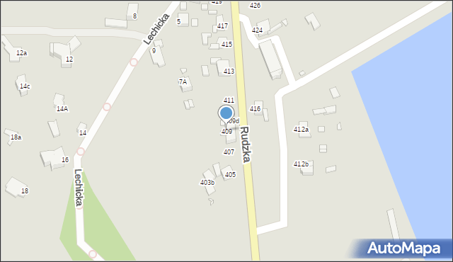 Rybnik, Rudzka, 409, mapa Rybnika