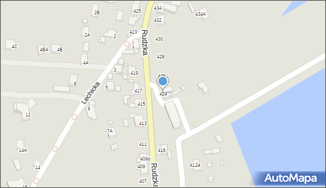 Rybnik, Rudzka, 424, mapa Rybnika