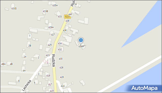 Rybnik, Rudzka, 434A, mapa Rybnika