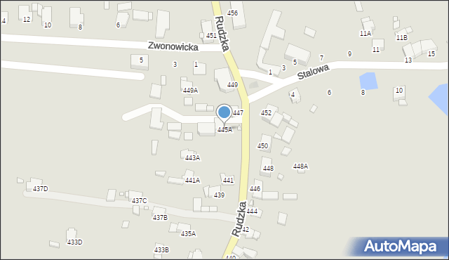 Rybnik, Rudzka, 445A, mapa Rybnika