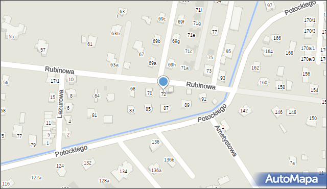 Rzeszów, Rubinowa, 72, mapa Rzeszów