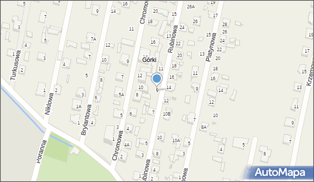 Sadków, Rubinowa, 9, mapa Sadków