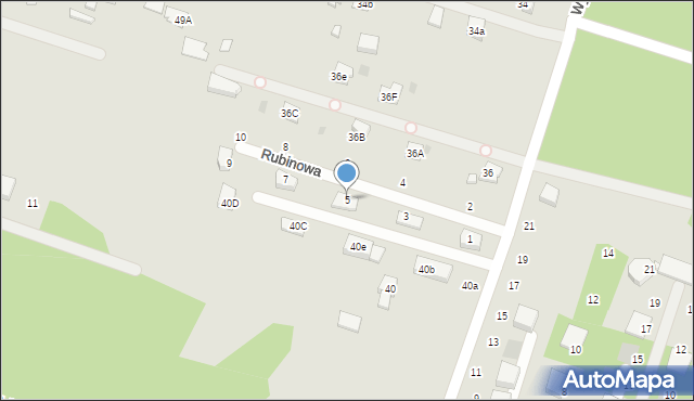 Serock, Rubinowa, 5, mapa Serock