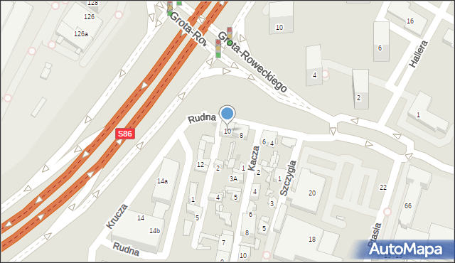 Sosnowiec, Rudna, 10, mapa Sosnowca