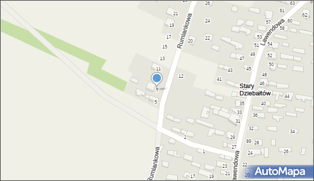 Stary Dziebałtów, Rumiankowa, 7, mapa Stary Dziebałtów